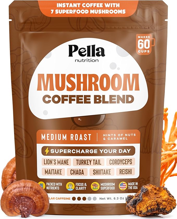 Pella Nutrition Organic Mushroom Coffee with 7 Superfoods