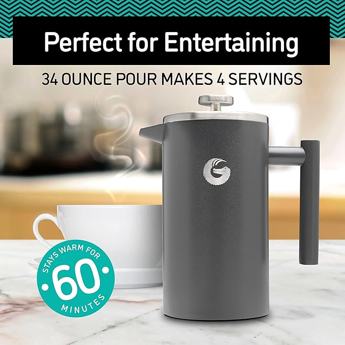 Coffee Gator Thermal French Press – 34oz Stainless Brewer