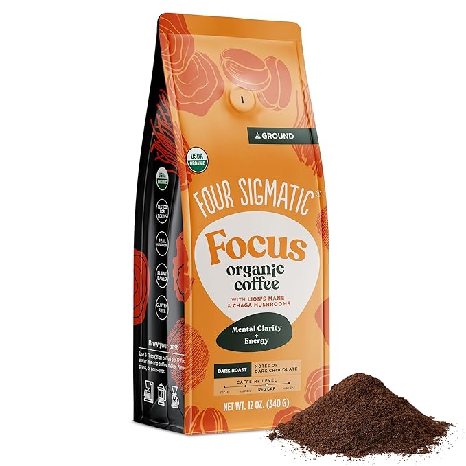 Four Sigmatic Focus Mushroom Coffee | Organic Lion's Mane & Chaga, 12oz