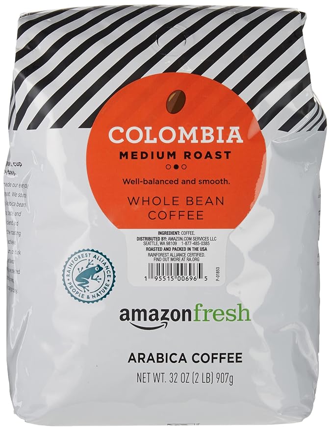 Fresh Colombia Medium Roast Whole Bean Coffee – 32oz