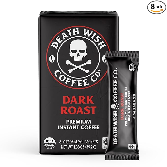 Death Wish Dark Roast Instant Coffee Packets – 8 Ct